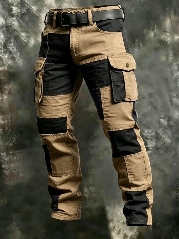 Cotton Men Cargo Pants Khaki C - Joggers Pants review and price